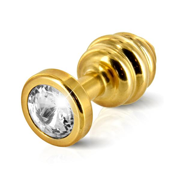 Diogol – Ano Butt Plug Ribbed Gold Plated 25 mm