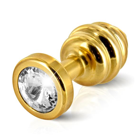 Diogol – Ano Butt Plug Ribbed Gold Plated 30 mm