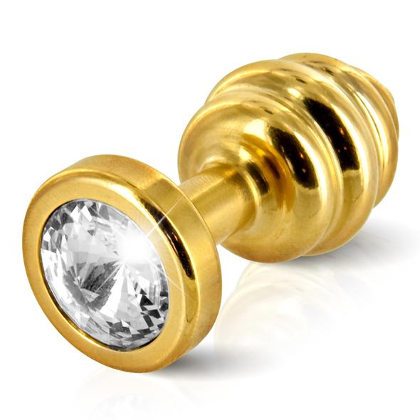 Diogol – Ano Butt Plug Ribbed Gold Plated 35 mm