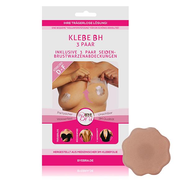 Bye Bra – Breast Lift & Silk Nipple Covers D-F Nude 3 Pairs (DE)