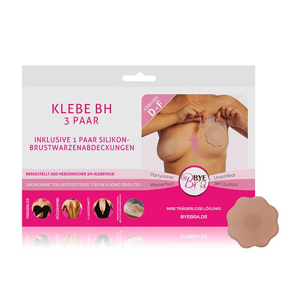 Bye Bra – Breast Lift & Silicone Nipple Covers D-F Nude 3 Pairs (DE)