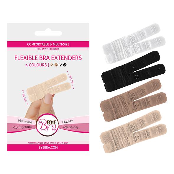 Bye Bra – Flexible Bra Extenders 2-Hook Nude (2x) & Black & White