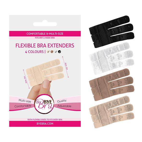 Bye Bra – Flexible Bra Extenders 3-Hook Nude (2x) & Black & White